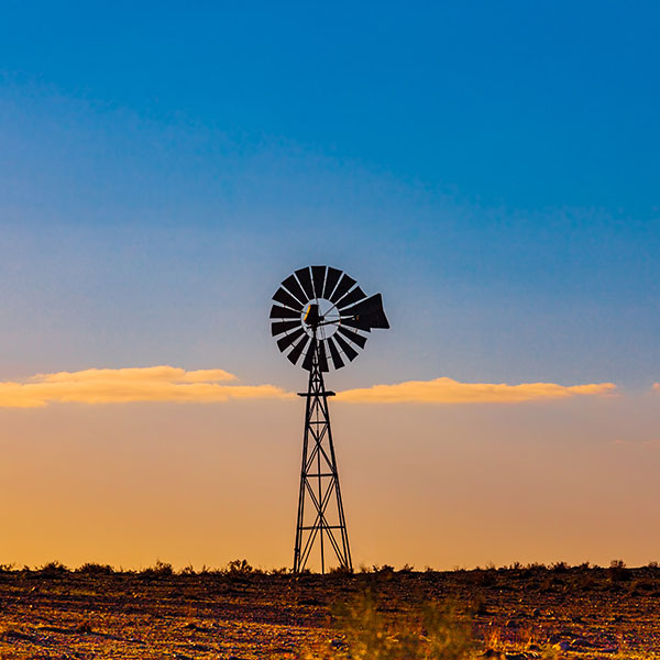 Windmill in South Australia at sunset